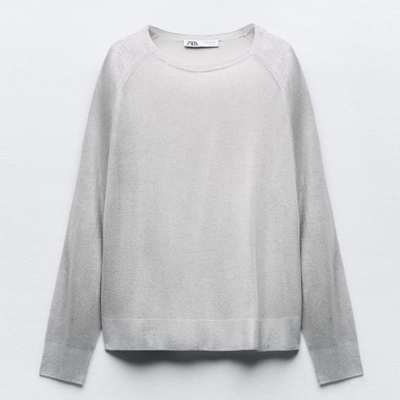 Zara Gray Crew Neck Sweater - Picture 1 of 6
